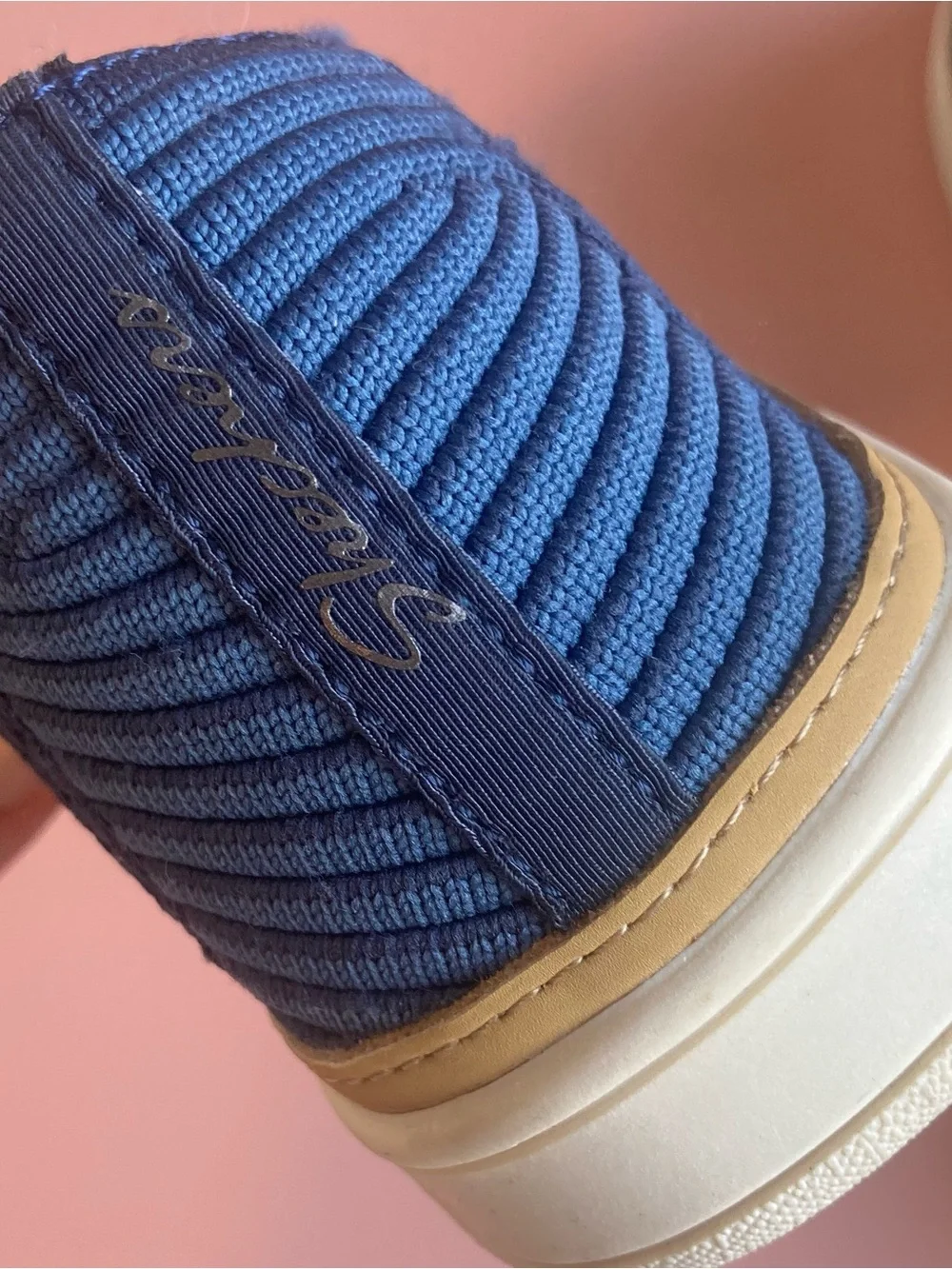 Skechers Navy Knit Bow Casual Slip-Ons